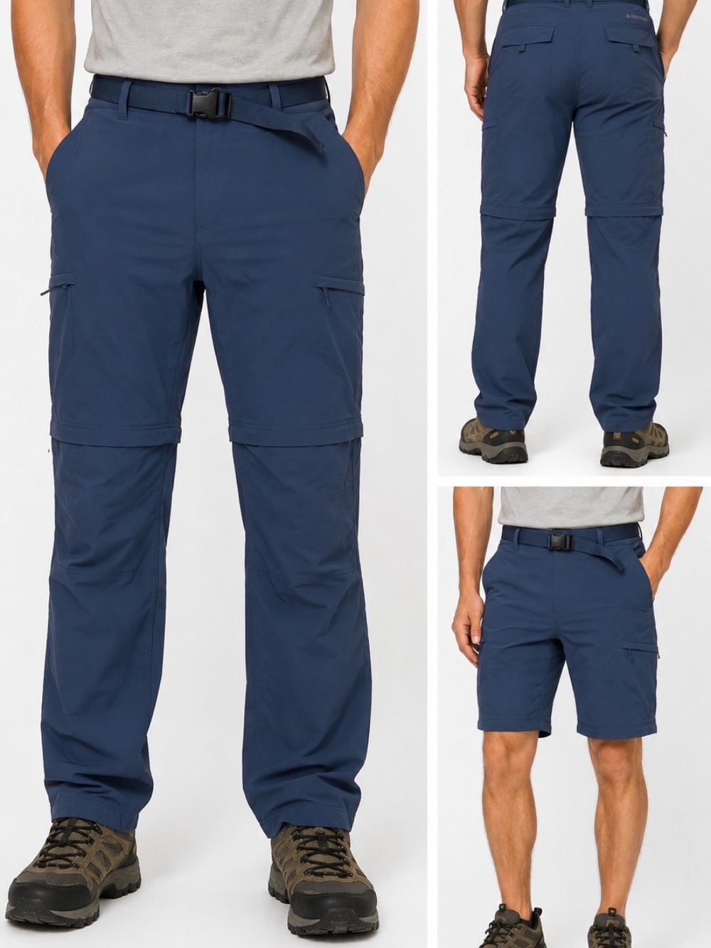 FREE SOLDIER Convertible Hiking Pants Men’s 32x30 Blue Zip Off Cargo Trail Belt